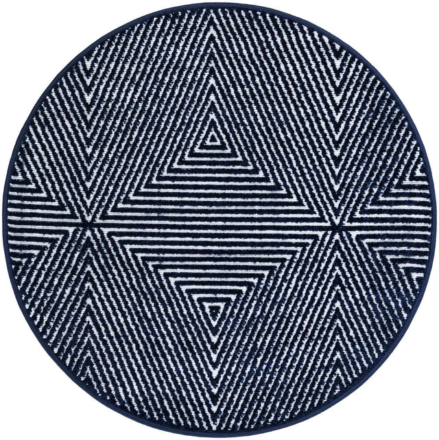 Navy Blue 3' 1 x 3' 1 Sabrina Soto Outdoor Round Area Rug Weather Resistant for Patio, Deck, Terrace, Balcony, Porch Durable Carpet for Exterior Home Design for Sale at Rug Engine