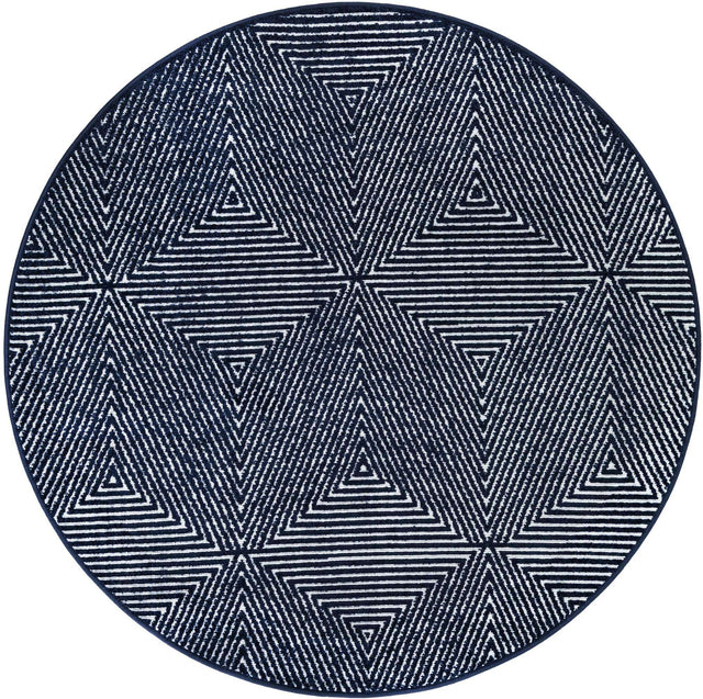 Navy Blue 5' 1 x 5' 1 Sabrina Soto Outdoor Round Area Rug Weather Resistant for Patio, Deck, Terrace, Balcony, Porch Durable Carpet for Exterior Home Design for Sale at Rug Engine