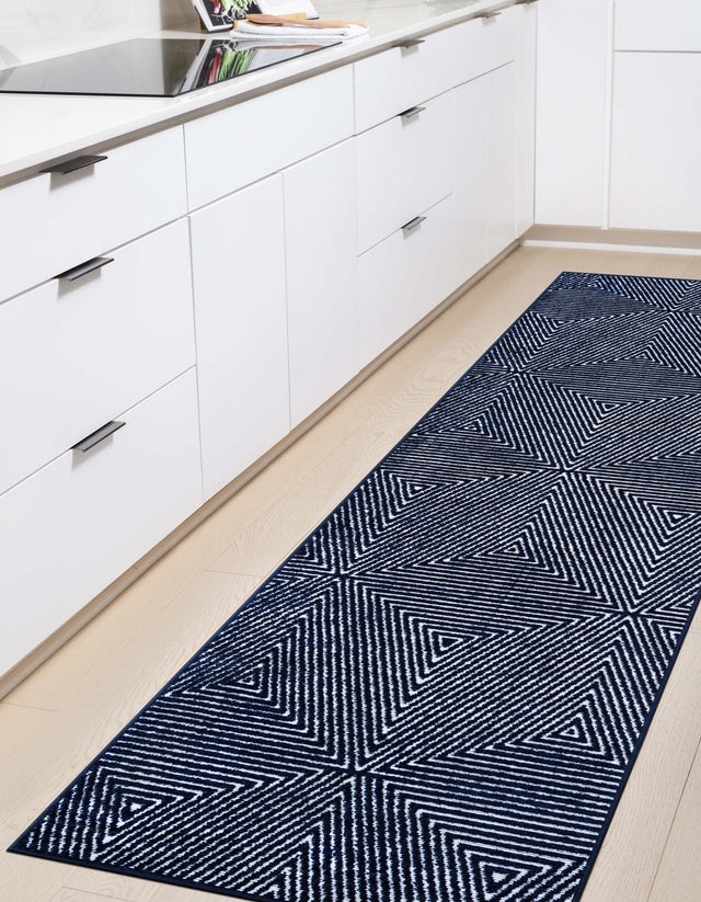 Navy Blue 2' x 6' 1 Sabrina Soto Outdoor Runner Area Rug Weather Resistant for Patio, Deck, Terrace, Balcony, Porch Durable Carpet for Exterior Home Design for Sale at Rug Engine