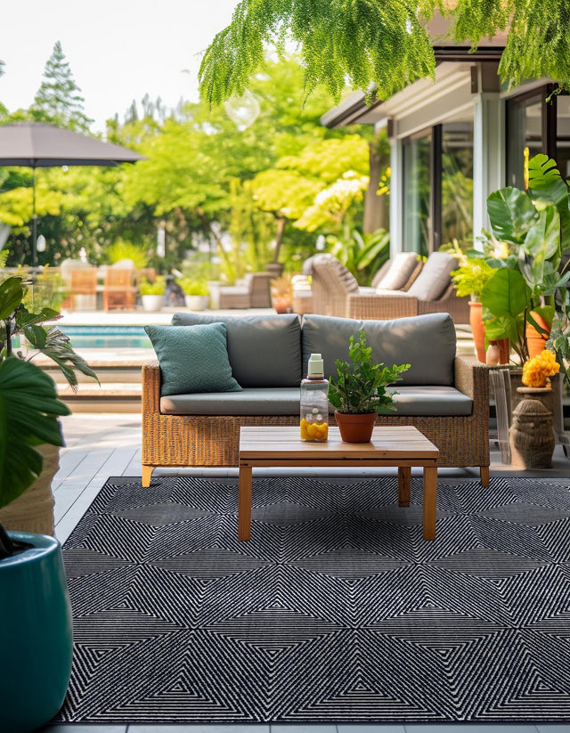 Navy Blue 7' 10 x 7' 10 Sabrina Soto Outdoor Square Area Rug Weather Resistant for Patio, Deck, Terrace, Balcony, Porch Durable Carpet for Exterior Home Design for Sale at Rug Engine