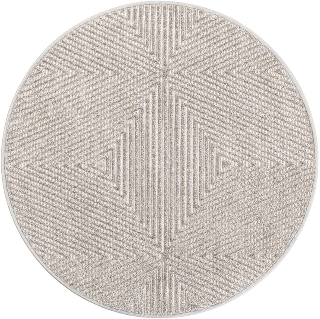 Gray 3' 1 x 3' 1 Sabrina Soto Outdoor Round Area Rug Weather Resistant for Patio, Deck, Terrace, Balcony, Porch Durable Carpet for Exterior Home Design for Sale at Rug Engine