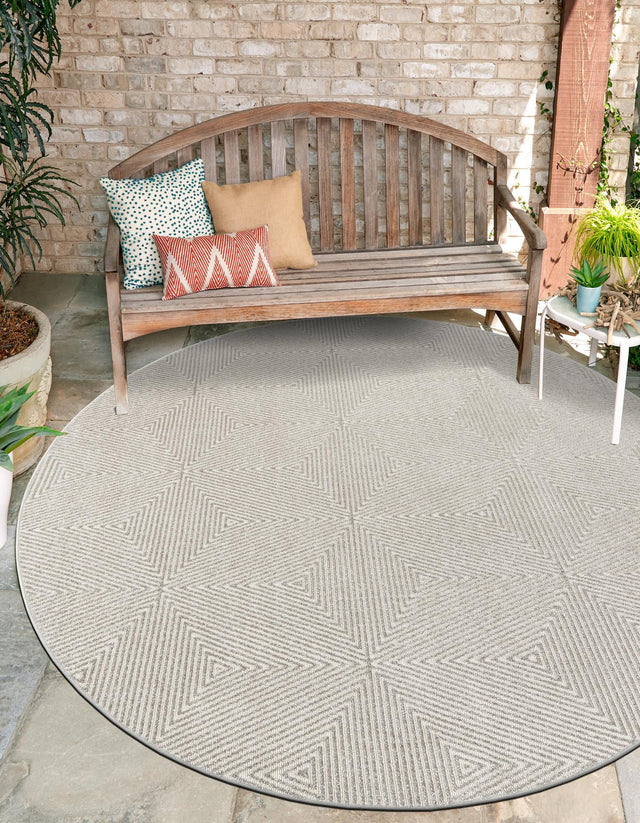 Gray 7' 10 x 7' 10 Sabrina Soto Outdoor Round Area Rug Weather Resistant for Patio, Deck, Terrace, Balcony, Porch Durable Carpet for Exterior Home Design for Sale at Rug Engine