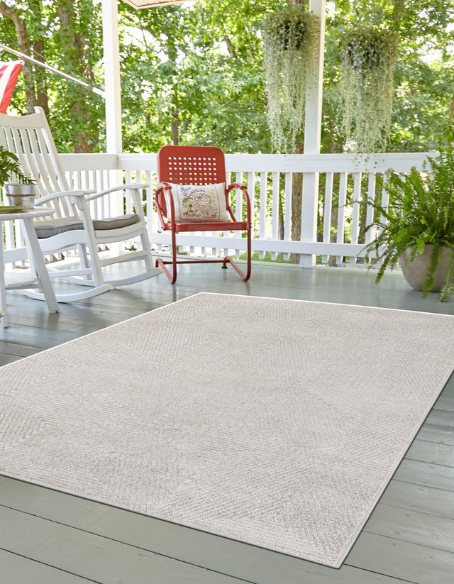 Gray 6' 1 x 9' Sabrina Soto Outdoor Rectangle Area Rug Weather Resistant for Patio, Deck, Terrace, Balcony, Porch Durable Carpet for Exterior Home Design for Sale at Rug Engine