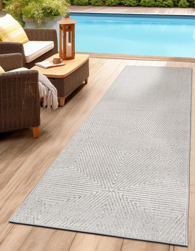Gray 2' 7 x 12' Sabrina Soto Outdoor Runner Area Rug Weather Resistant for Patio, Deck, Terrace, Balcony, Porch Durable Carpet for Exterior Home Design for Sale at Rug Engine