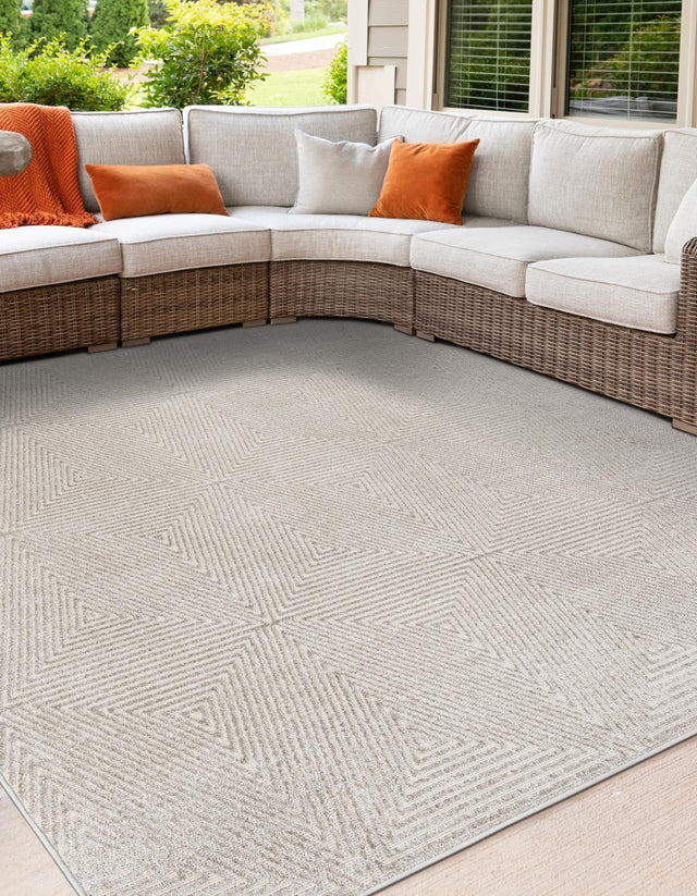 Gray 10' x 10' Sabrina Soto Outdoor Square Area Rug Weather Resistant for Patio, Deck, Terrace, Balcony, Porch Durable Carpet for Exterior Home Design for Sale at Rug Engine