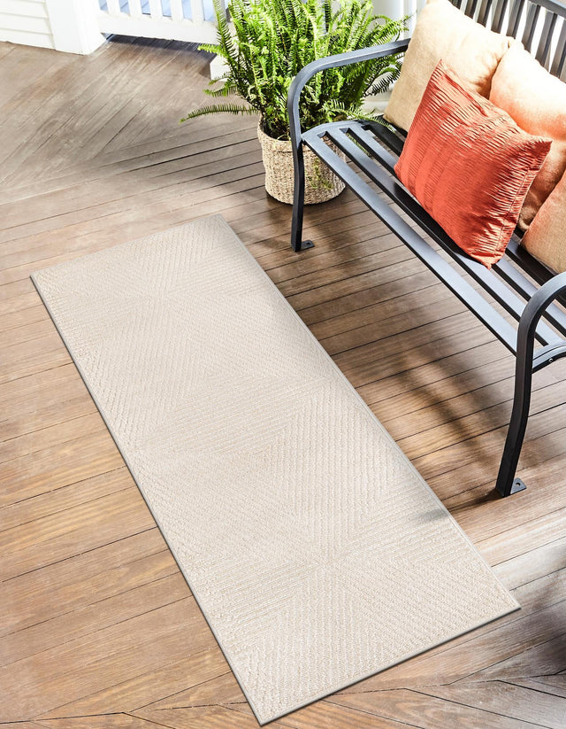 Beige 2' 7 x 12' Sabrina Soto Outdoor Runner Area Rug Weather Resistant for Patio, Deck, Terrace, Balcony, Porch Durable Carpet for Exterior Home Design for Sale at Rug Engine
