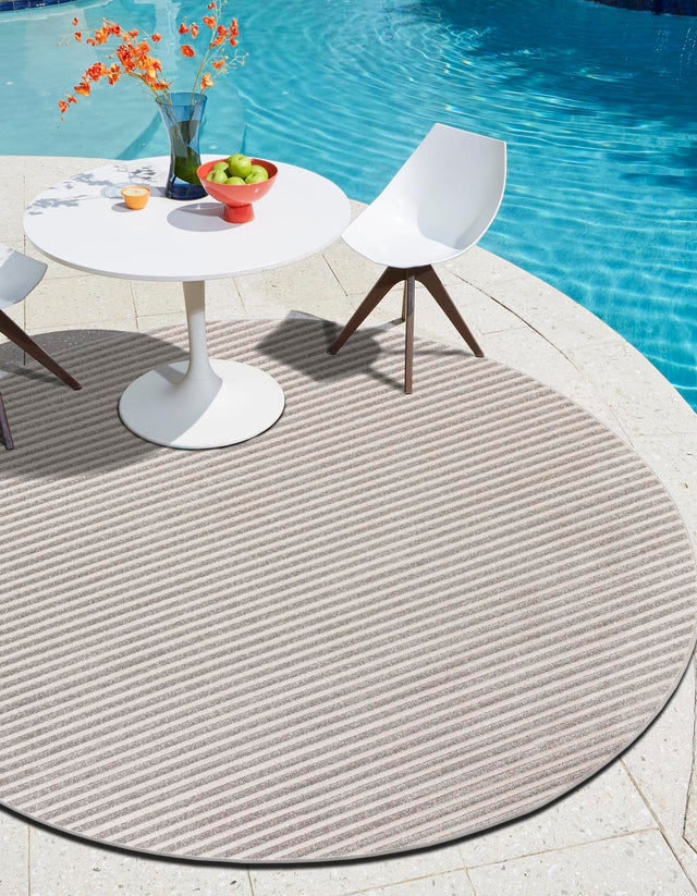 Gray 3' 1 x 3' 1 Sabrina Soto Outdoor Round Area Rug Weather Resistant for Patio, Deck, Terrace, Balcony, Porch Durable Carpet for Exterior Home Design for Sale at Rug Engine