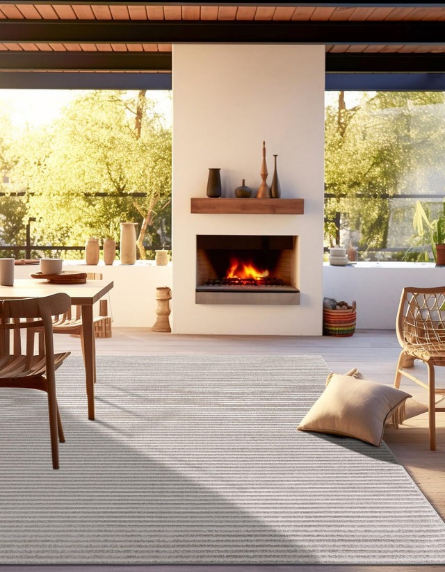 Gray 7' 10 x 7' 10 Sabrina Soto Outdoor Square Area Rug Weather Resistant for Patio, Deck, Terrace, Balcony, Porch Durable Carpet for Exterior Home Design for Sale at Rug Engine
