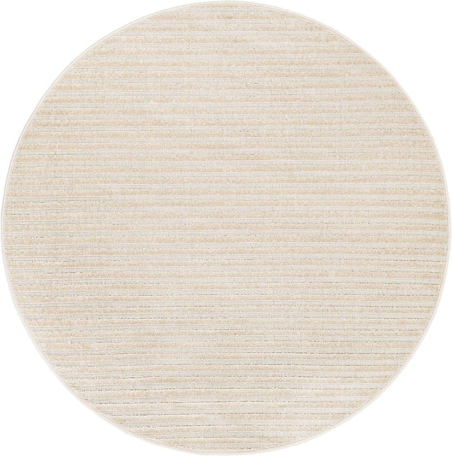 Beige and Ivory 5' 1 x 5' 1 Sabrina Soto Outdoor Round Area Rug Weather Resistant for Patio, Deck, Terrace, Balcony, Porch Durable Carpet for Exterior Home Design for Sale at Rug Engine