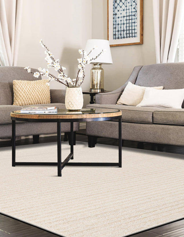 Beige and Ivory 4' 1 x 6' 1 Sabrina Soto Outdoor Rectangle Area Rug Weather Resistant for Patio, Deck, Terrace, Balcony, Porch Durable Carpet for Exterior Home Design for Sale at Rug Engine