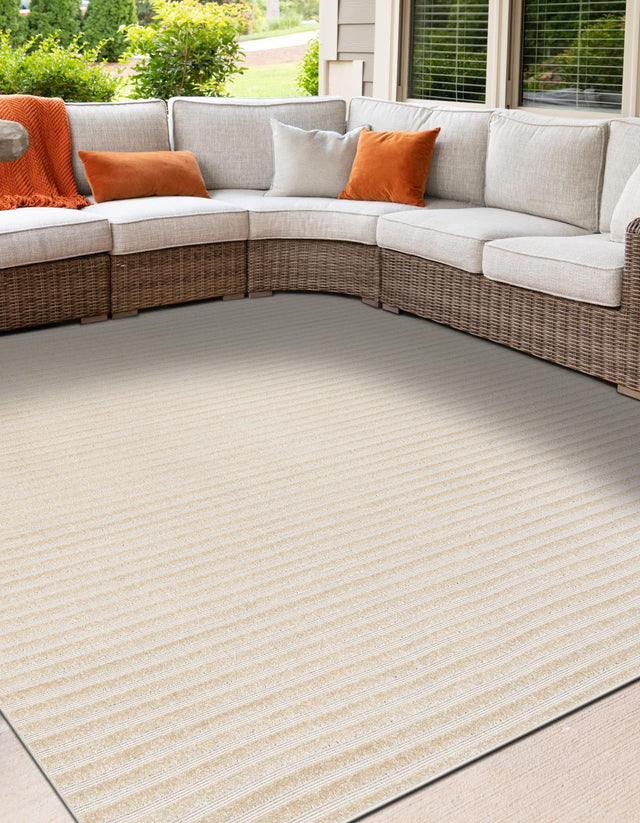 Beige and Ivory 10' x 10' Sabrina Soto Outdoor Square Area Rug Weather Resistant for Patio, Deck, Terrace, Balcony, Porch Durable Carpet for Exterior Home Design for Sale at Rug Engine