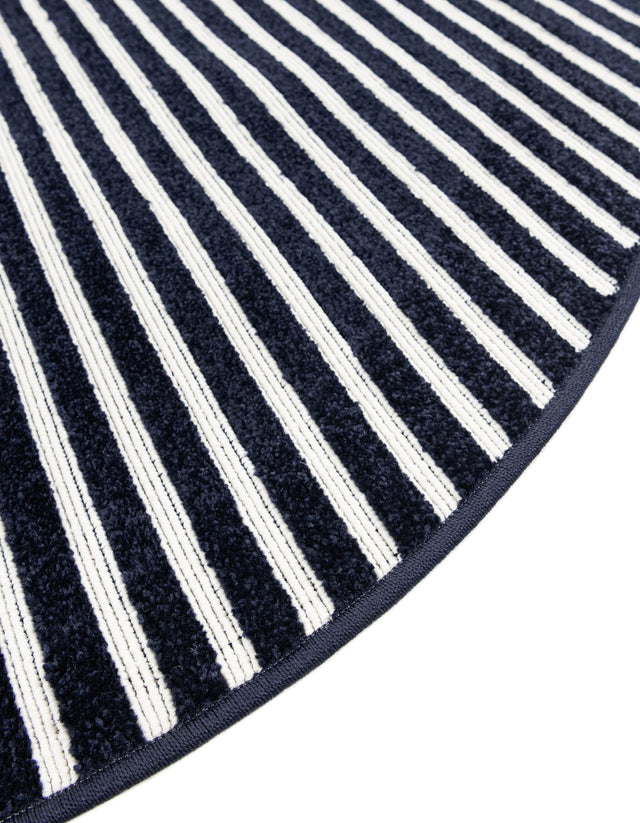 Navy Blue 3' 1 x 3' 1 Sabrina Soto Outdoor Round Area Rug Weather Resistant for Patio, Deck, Terrace, Balcony, Porch Durable Carpet for Exterior Home Design for Sale at Rug Engine