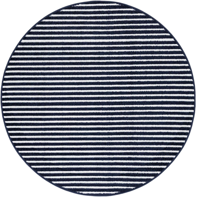 Navy Blue 5' 1 x 5' 1 Sabrina Soto Outdoor Round Area Rug Weather Resistant for Patio, Deck, Terrace, Balcony, Porch Durable Carpet for Exterior Home Design for Sale at Rug Engine