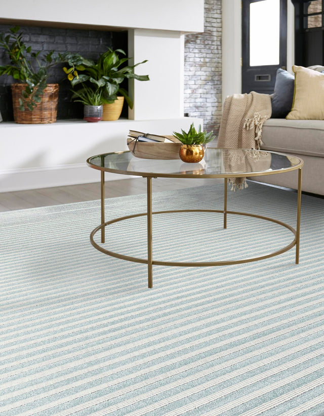 Light Blue 8' x 8' Sabrina Soto Outdoor Square Area Rug Weather Resistant for Patio, Deck, Terrace, Balcony, Porch Durable Carpet for Exterior Home Design for Sale at Rug Engine