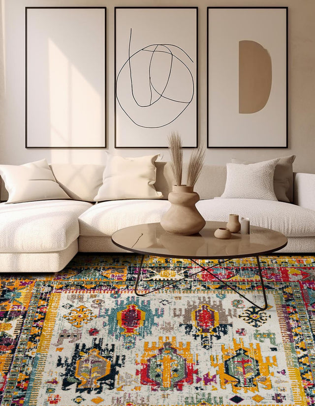 Ivory 7' 10 x 7' 10 Penrose Square Area Rug