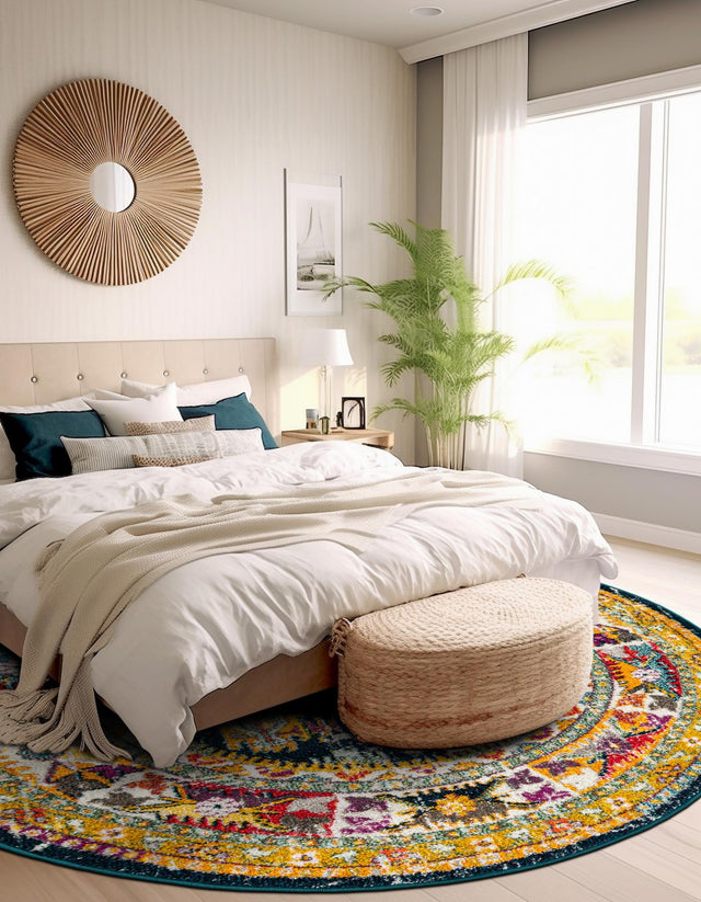 Navy Blue 3' 1 x 3' 1 Penrose Round Area Rug