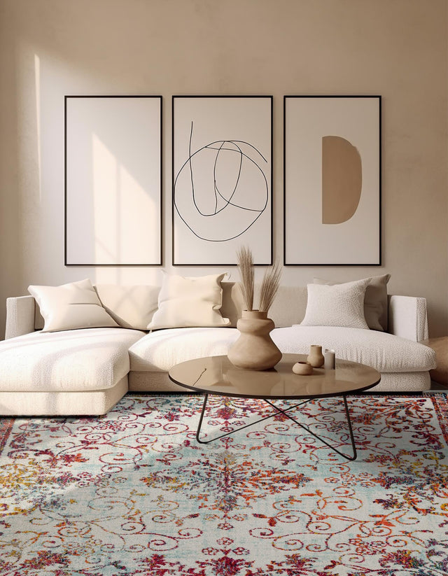 Ivory 7' 10 x 7' 10 Penrose Square Area Rug