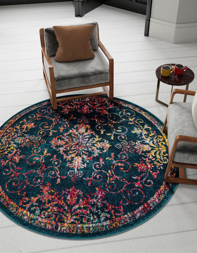 Navy Blue 7' 10 x 7' 10 Penrose Round Area Rug