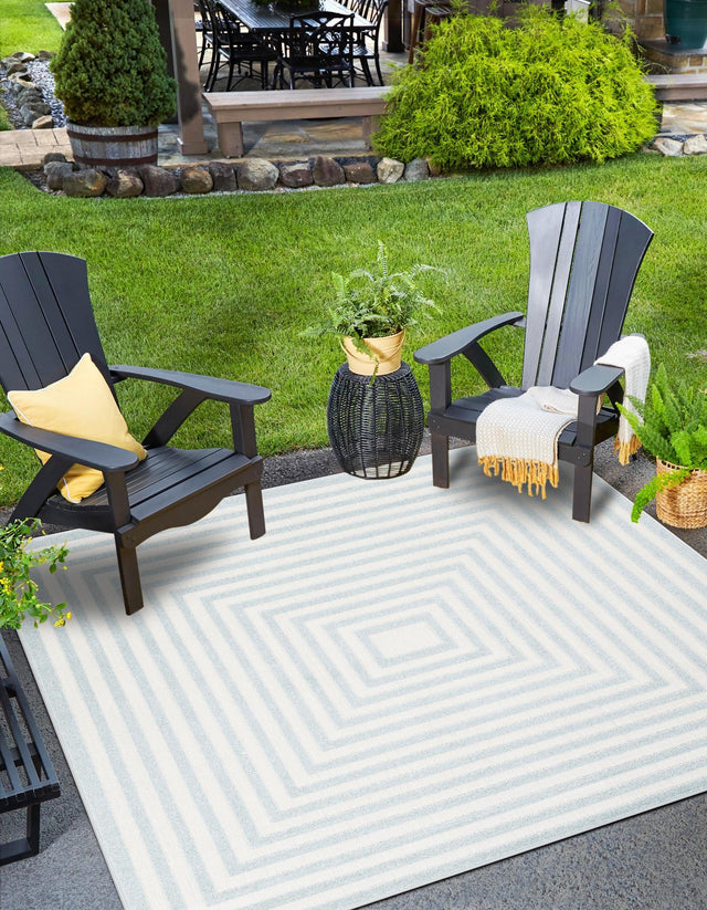 Light Blue 6' 1 x 6' 1 Sabrina Soto Outdoor Square Area Rug Weather Resistant for Patio, Deck, Terrace, Balcony, Porch Durable Carpet for Exterior Home Design for Sale at Rug Engine