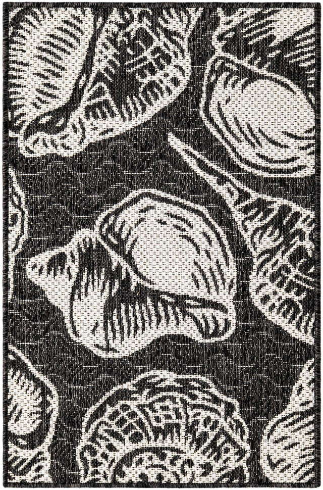 Black and White 2' x 3' 1 Outdoor Coastal Rectangle Area Rug Weather Resistant for Patio, Deck, Terrace, Balcony, Porch 100% Polypropylene Coastal Decor Carpet for Sale at Rug Engine