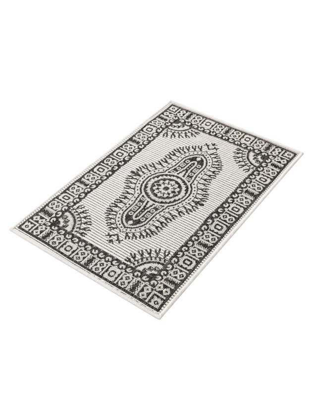 White and Black 2' x 3' 1 Outdoor Traditional Rectangle Area Rug Weather Resistant for Patio, Deck, Terrace, Balcony, Porch Classical Design Outside Carpet for Sale at Rug Engine
