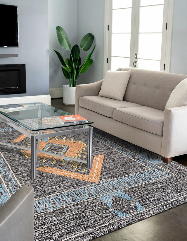 Charcoal Gray 10' x 14' 1 Kilim Wool Rectangle Area Rug Hand Woven All Natural Traditional Carpet for Unique Home Interior Design for Sale at Rug Engine