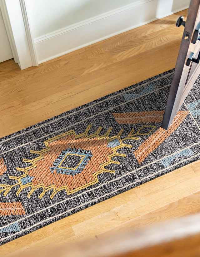 Charcoal Gray 2' x 8' Kilim Wool Runner Area Rug Hand Woven All Natural Traditional Carpet for Unique Home Interior Design for Sale at Rug Engine