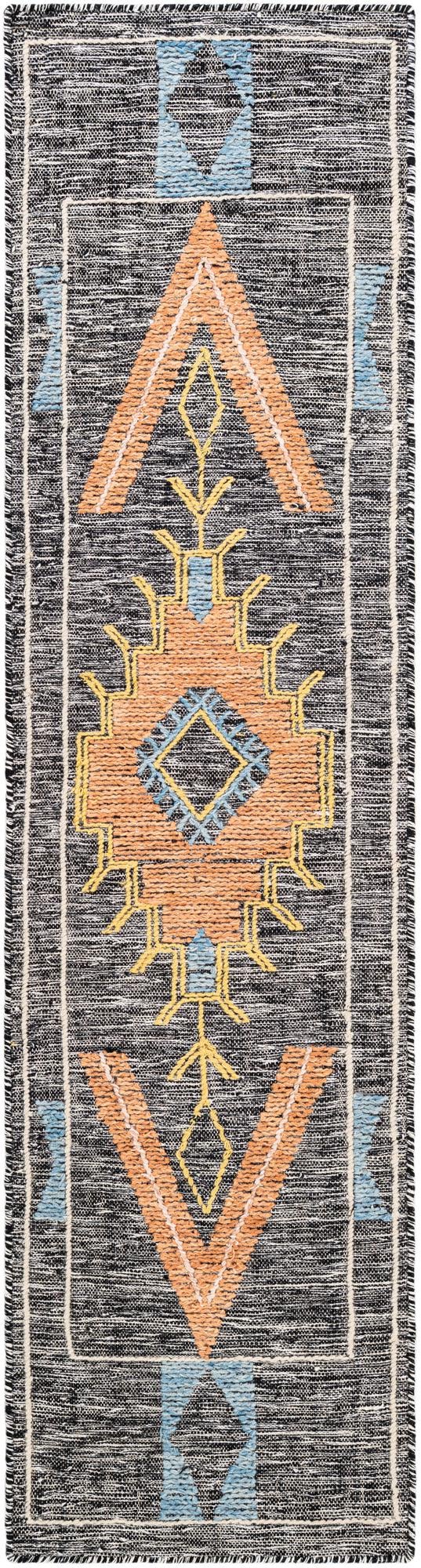 Charcoal Gray 2' x 8' Kilim Wool Runner Area Rug Hand Woven All Natural Traditional Carpet for Unique Home Interior Design for Sale at Rug Engine