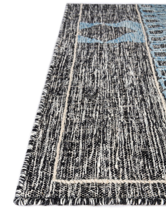 Charcoal Gray 7' 10 x 7' 10 Kilim Wool Square Area Rug Hand Woven All Natural Traditional Carpet for Unique Home Interior Design for Sale at Rug Engine