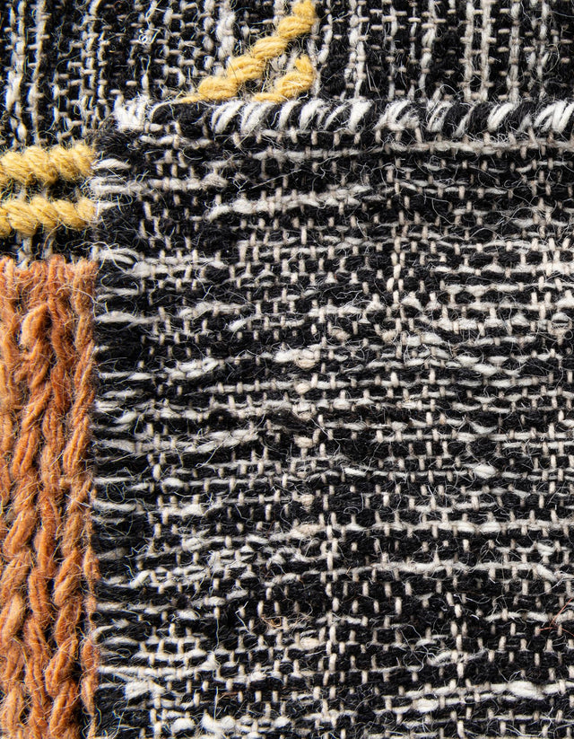 Charcoal Gray 7' 10 x 7' 10 Kilim Wool Square Area Rug Hand Woven All Natural Traditional Carpet for Unique Home Interior Design for Sale at Rug Engine