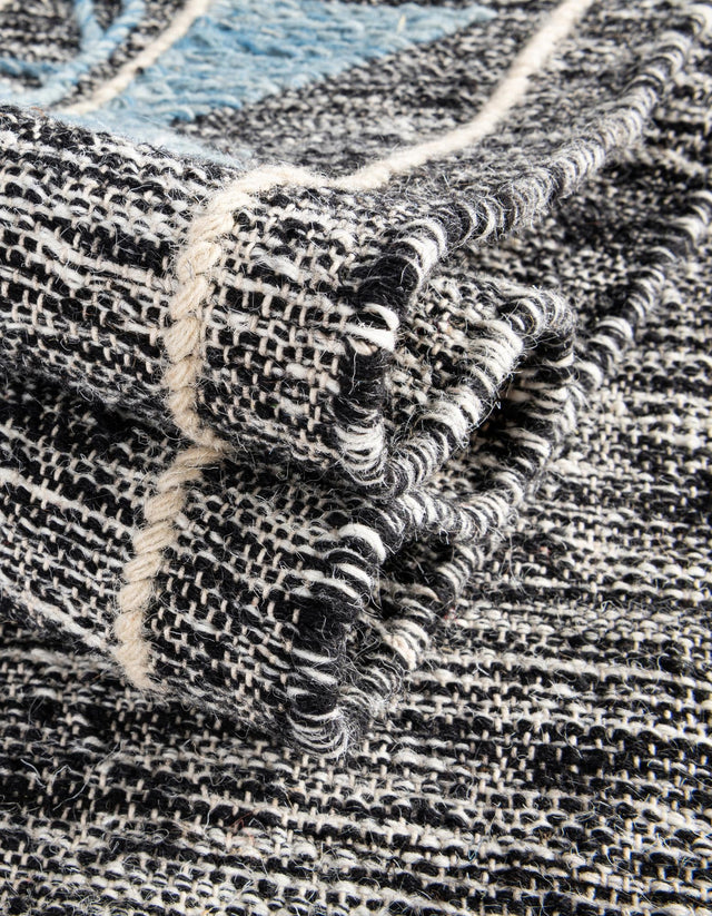 Charcoal Gray 7' 10 x 7' 10 Kilim Wool Square Area Rug Hand Woven All Natural Traditional Carpet for Unique Home Interior Design for Sale at Rug Engine