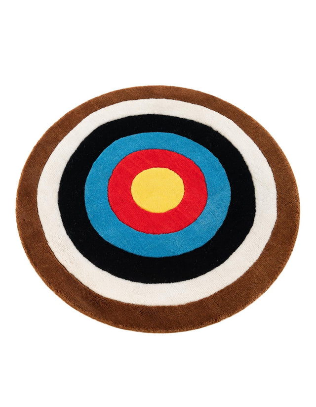 Hand Knotted Multicolor 2' x 2' Round Premium New Zealand 100% Wool Target Area Rug for Sale at Rug Engine