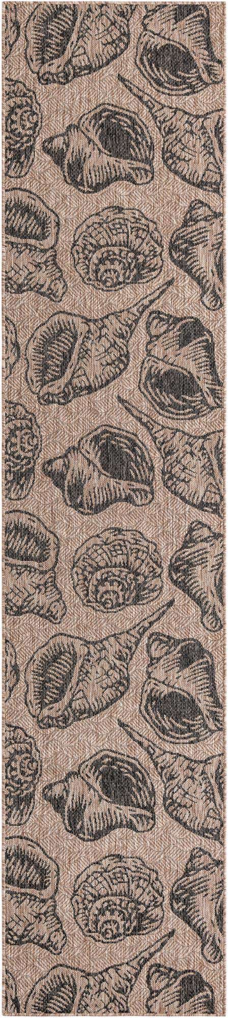 Brown and Black 2' 7 x 12' Outdoor Coastal Runner Area Rug Weather Resistant for Patio, Deck, Terrace, Balcony, Porch 100% Polypropylene Coastal Decor Carpet for Sale at Rug Engine