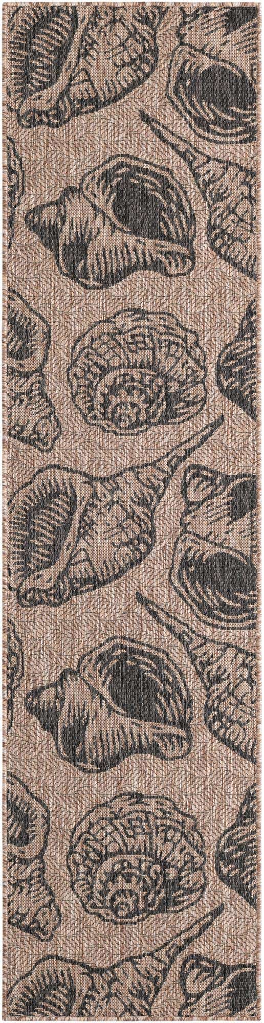 Brown and Black 2' x 8' Outdoor Coastal Runner Area Rug Weather Resistant for Patio, Deck, Terrace, Balcony, Porch 100% Polypropylene Coastal Decor Carpet for Sale at Rug Engine