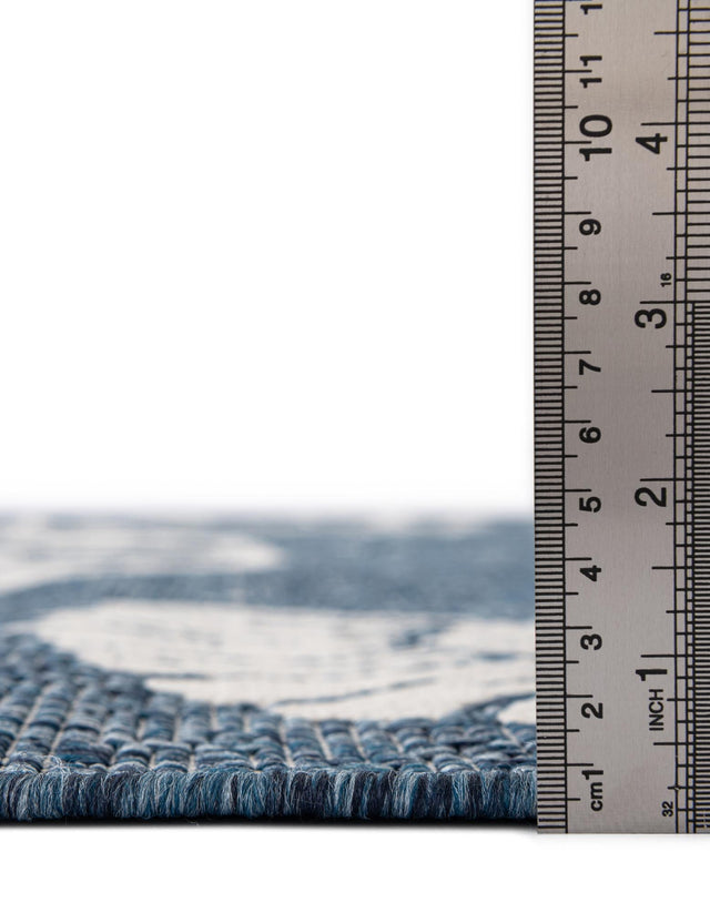 Navy Blue 10' x 10' Outdoor Coastal Square Area Rug Weather Resistant for Patio, Deck, Terrace, Balcony, Porch 100% Polypropylene Coastal Decor Carpet for Sale at Rug Engine