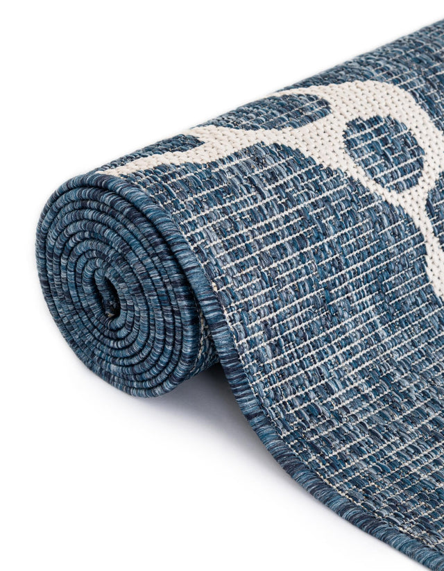Navy Blue 10' x 10' Outdoor Coastal Square Area Rug Weather Resistant for Patio, Deck, Terrace, Balcony, Porch 100% Polypropylene Coastal Decor Carpet for Sale at Rug Engine