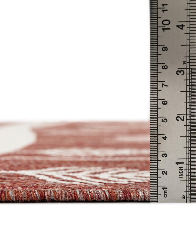 Seasonal Festive Red 7' 10 x 10' Outdoor Holiday Rectangle Area Rug Weather Resistant for Patio, Deck, Terrace, Balcony, Porch