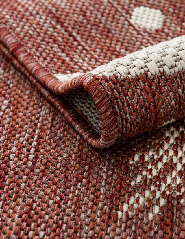 Seasonal Festive Red 7' 10 x 10' Outdoor Holiday Rectangle Area Rug Weather Resistant for Patio, Deck, Terrace, Balcony, Porch