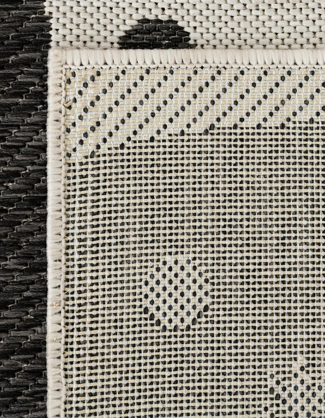 Seasonal Festive Black and White 9' x 12' Outdoor Holiday Rectangle Area Rug Weather Resistant for Patio, Deck, Terrace, Balcony, Porch