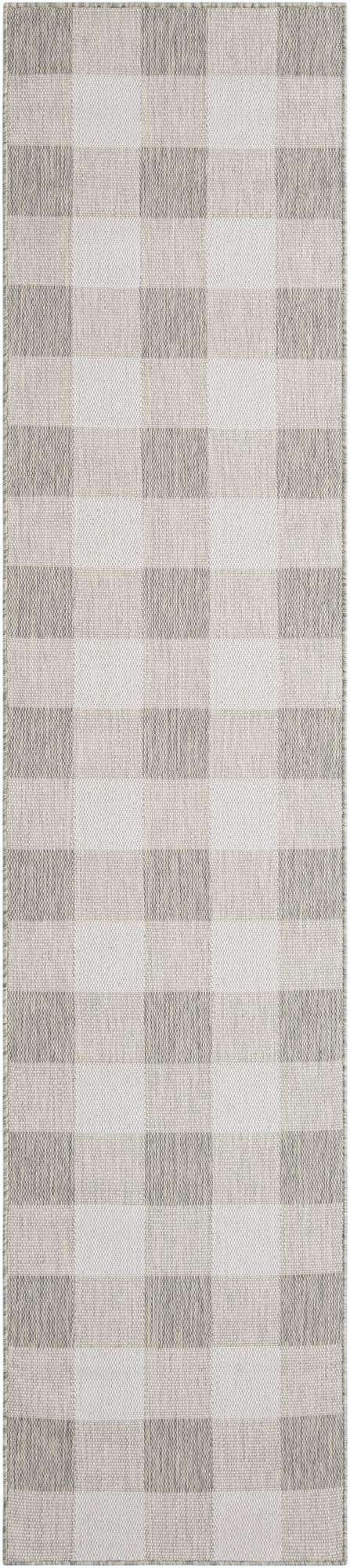 Gray 2' 7 x 12' Outdoor Checkered Runner Area Rug Weather Resistant for Patio, Deck, Terrace, Balcony, Porch 100% Polypropylene Geometric Carpet for Sale at Rug Engine