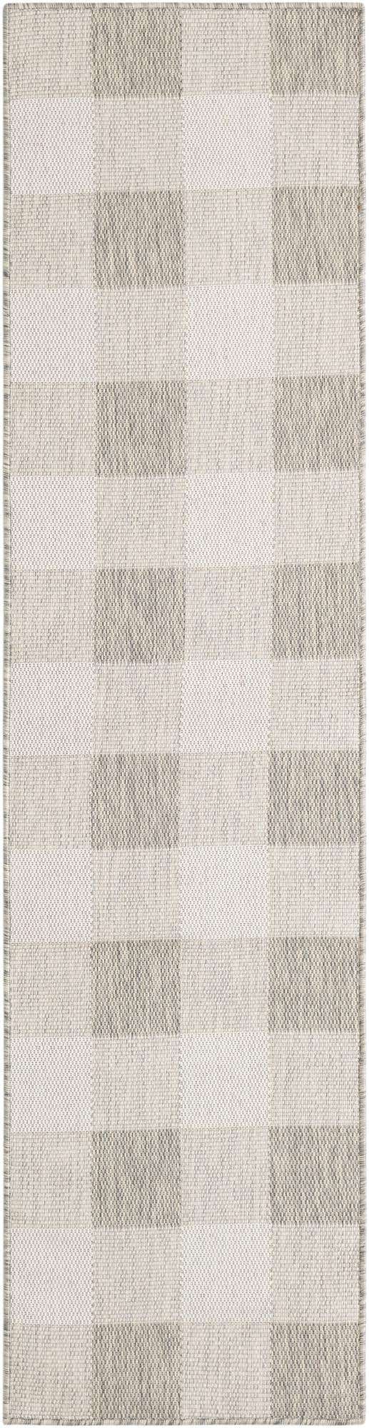 Gray 2' x 8' Outdoor Checkered Runner Area Rug Weather Resistant for Patio, Deck, Terrace, Balcony, Porch 100% Polypropylene Geometric Carpet for Sale at Rug Engine