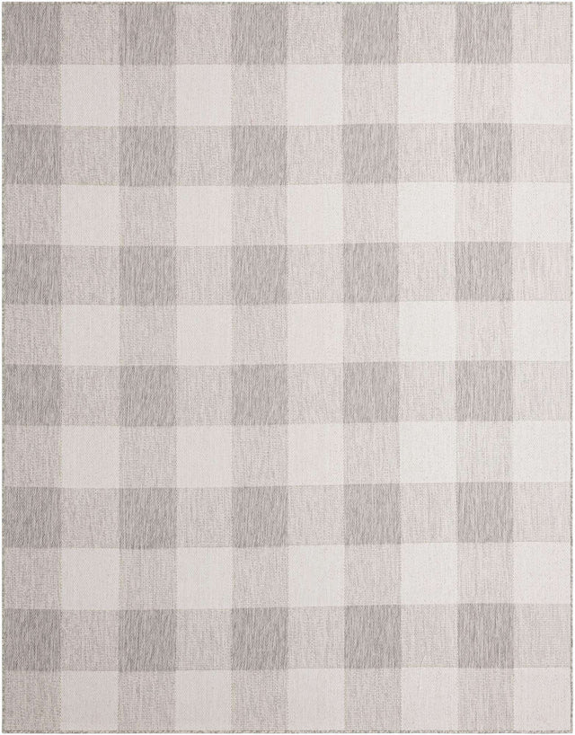 Gray 7' 10 x 10' Outdoor Checkered Rectangle Area Rug Weather Resistant for Patio, Deck, Terrace, Balcony, Porch 100% Polypropylene Geometric Carpet for Sale at Rug Engine