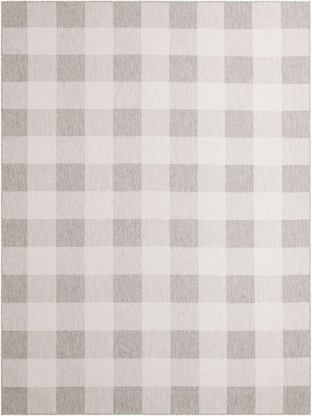 Gray 9' x 12' Outdoor Checkered Rectangle Area Rug Weather Resistant for Patio, Deck, Terrace, Balcony, Porch 100% Polypropylene Geometric Carpet for Sale at Rug Engine