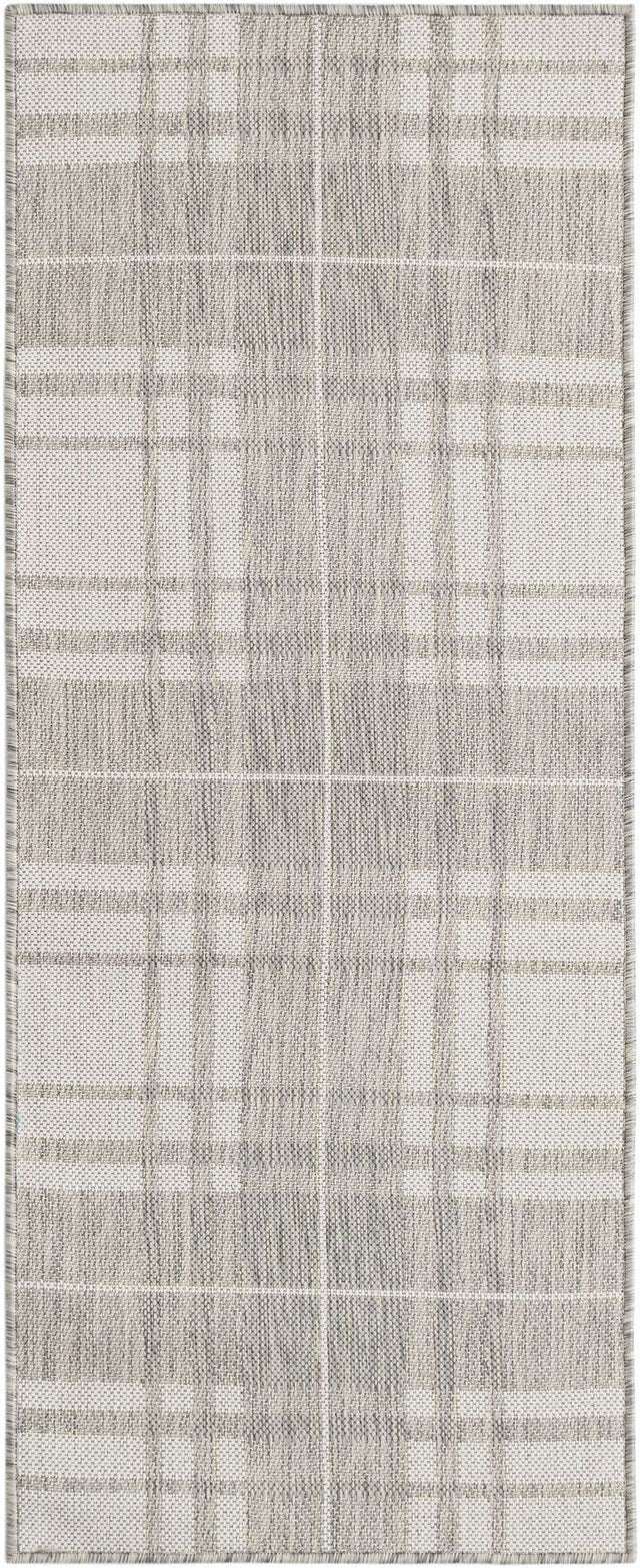 Gray 2' x 5' 3 Outdoor Checkered Runner Area Rug Weather Resistant for Patio, Deck, Terrace, Balcony, Porch 100% Polypropylene Geometric Carpet for Sale at Rug Engine