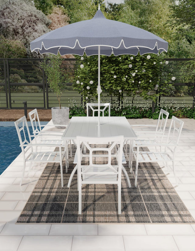 Black and Brown 2' x 3' 1 Outdoor Checkered Rectangle Area Rug Weather Resistant for Patio, Deck, Terrace, Balcony, Porch 100% Polypropylene Geometric Carpet for Sale at Rug Engine