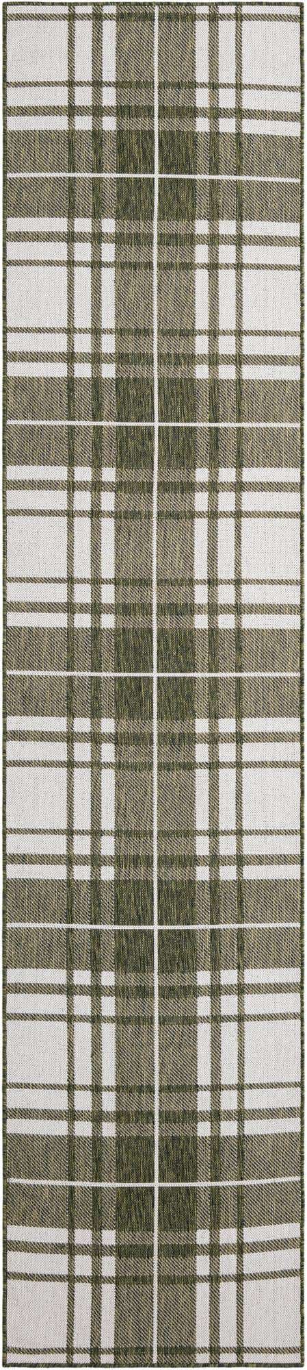 Green 2' 7 x 12' Outdoor Checkered Runner Area Rug Weather Resistant for Patio, Deck, Terrace, Balcony, Porch 100% Polypropylene Geometric Carpet for Sale at Rug Engine