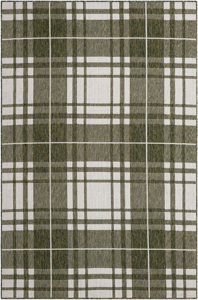 Green 5' 3 x 8' Outdoor Checkered Rectangle Area Rug Weather Resistant for Patio, Deck, Terrace, Balcony, Porch 100% Polypropylene Geometric Carpet for Sale at Rug Engine