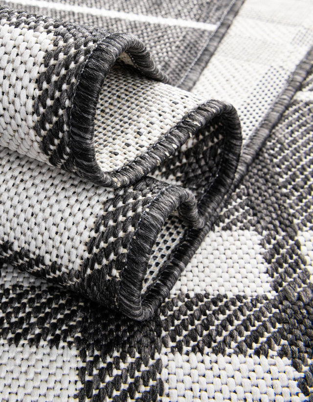 Black and White 5' 3 x 7' 1 Outdoor Checkered Rectangle Area Rug Weather Resistant for Patio, Deck, Terrace, Balcony, Porch 100% Polypropylene Geometric Carpet for Sale at Rug Engine