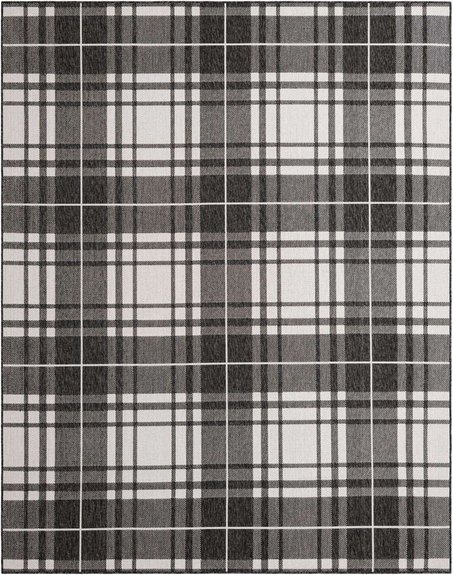 Black and White 7' 10 x 10' Outdoor Checkered Rectangle Area Rug Weather Resistant for Patio, Deck, Terrace, Balcony, Porch 100% Polypropylene Geometric Carpet for Sale at Rug Engine
