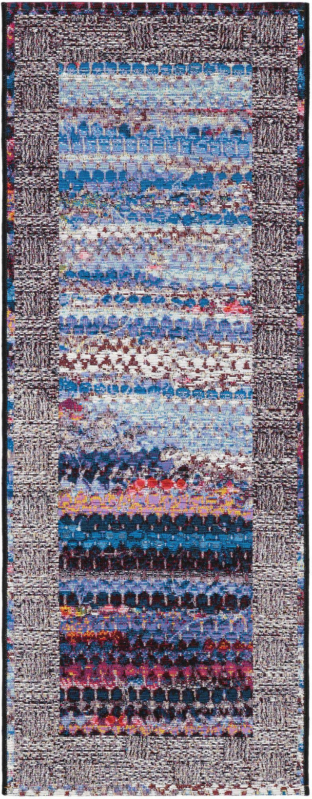 Multicolor 2' x 5' 1 Outdoor Modern Runner Area Rug Weather Resistant for Patio, Deck, Terrace, Balcony, Porch 100% Polypropylene Modern Outside Carpet for Sale at Rug Engine